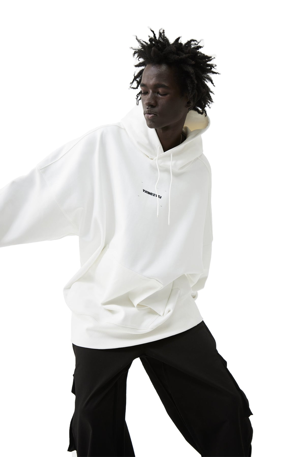 YJ Printed Hoodie In White
