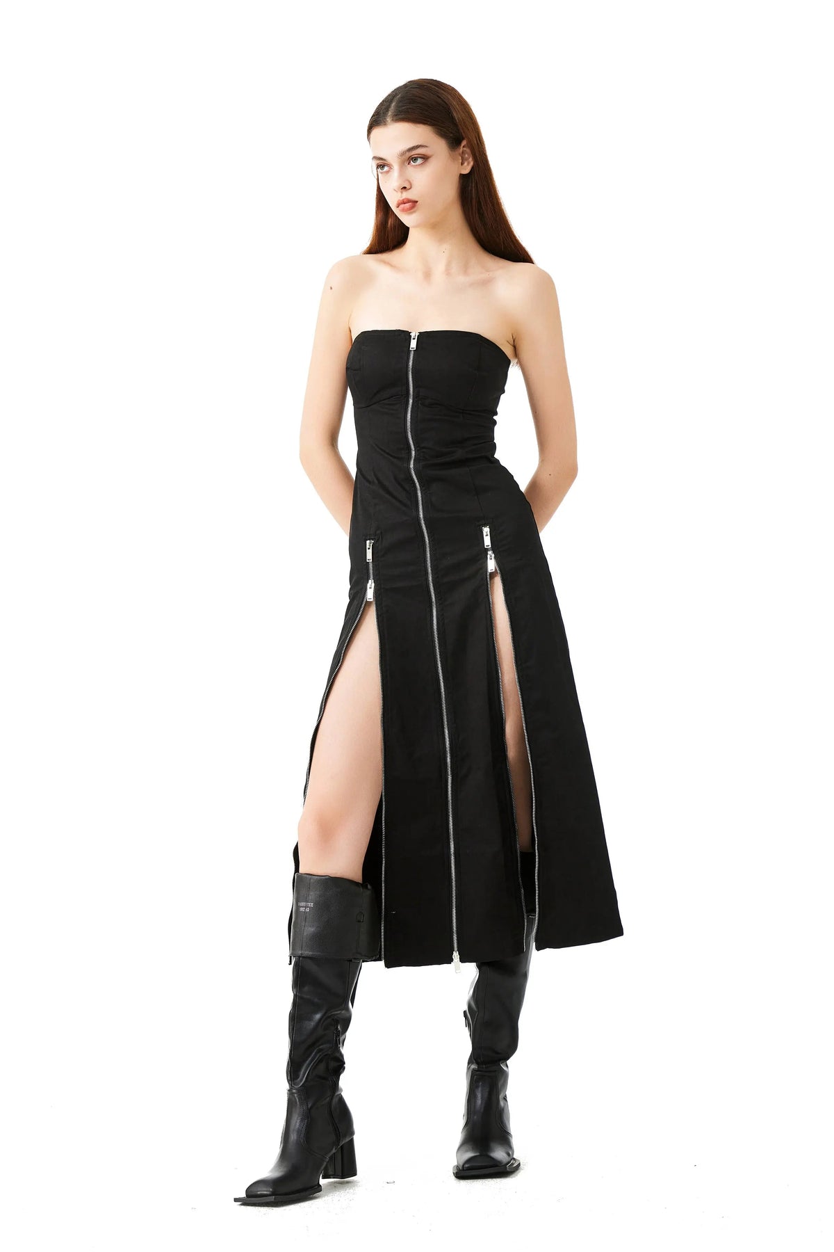 YJ Tube Zipper Dress In Black