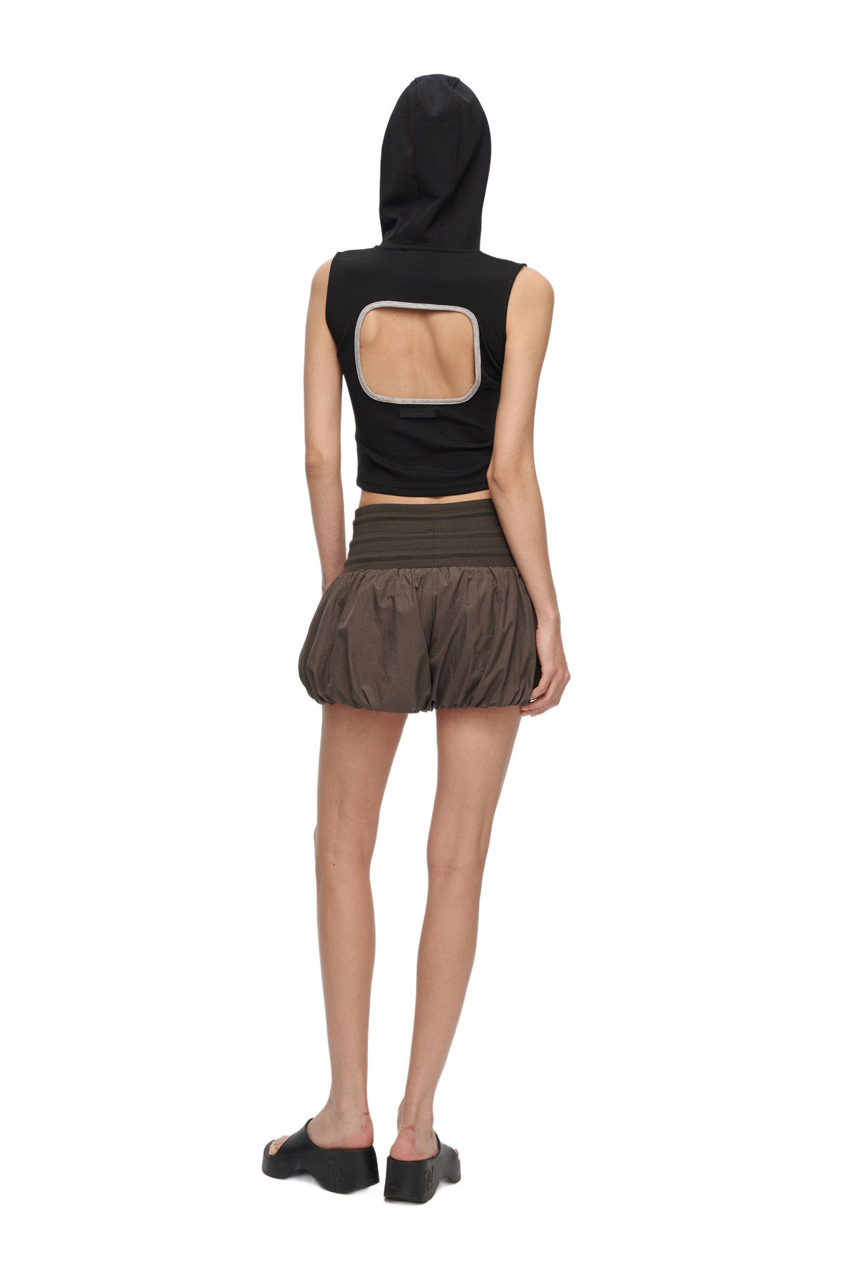 YJ High-Waisted Bow Pantskirt In Taupe Gray