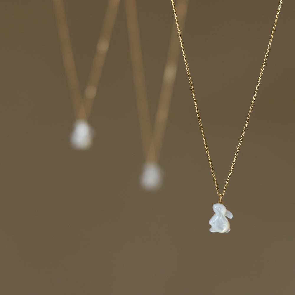 Bunny Rabbit Mother of Pearl Necklace