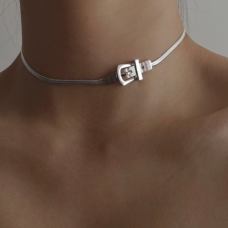 Bria Snake Choker Necklace - Silver