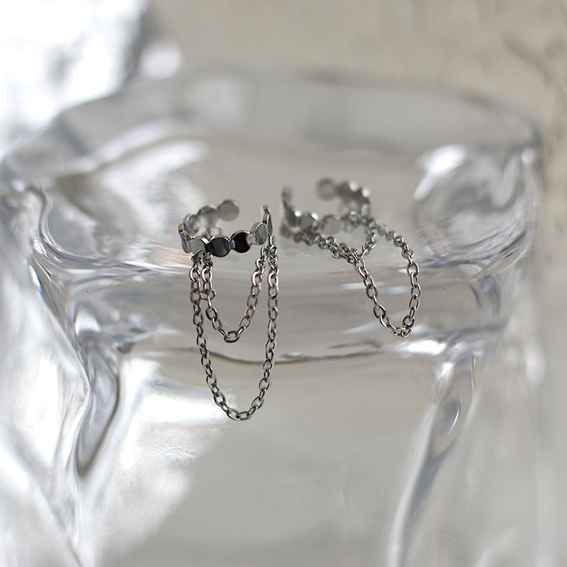 Judy Double Chain Ear Cuffs - Silver