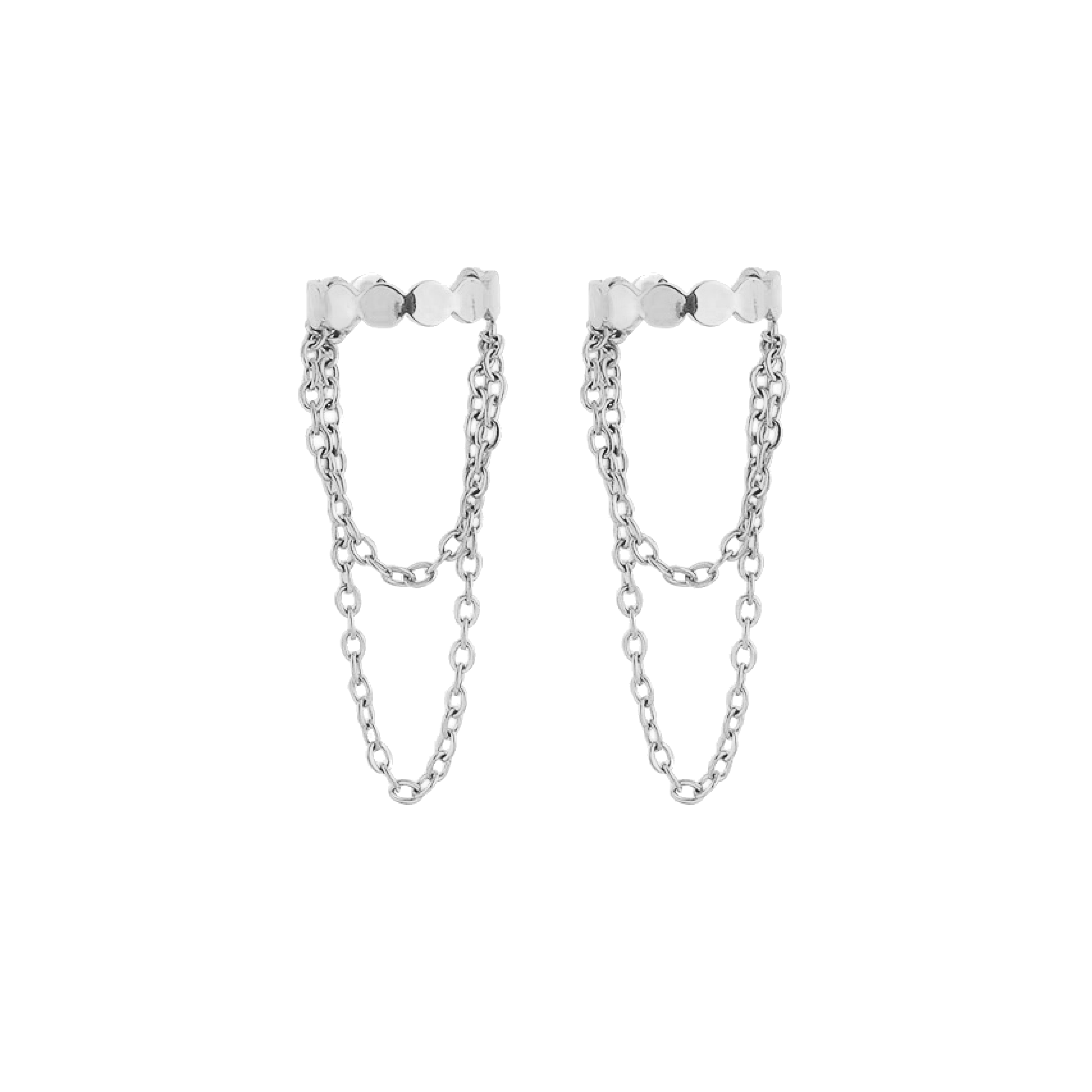 Judy Double Chain Ear Cuffs - Silver