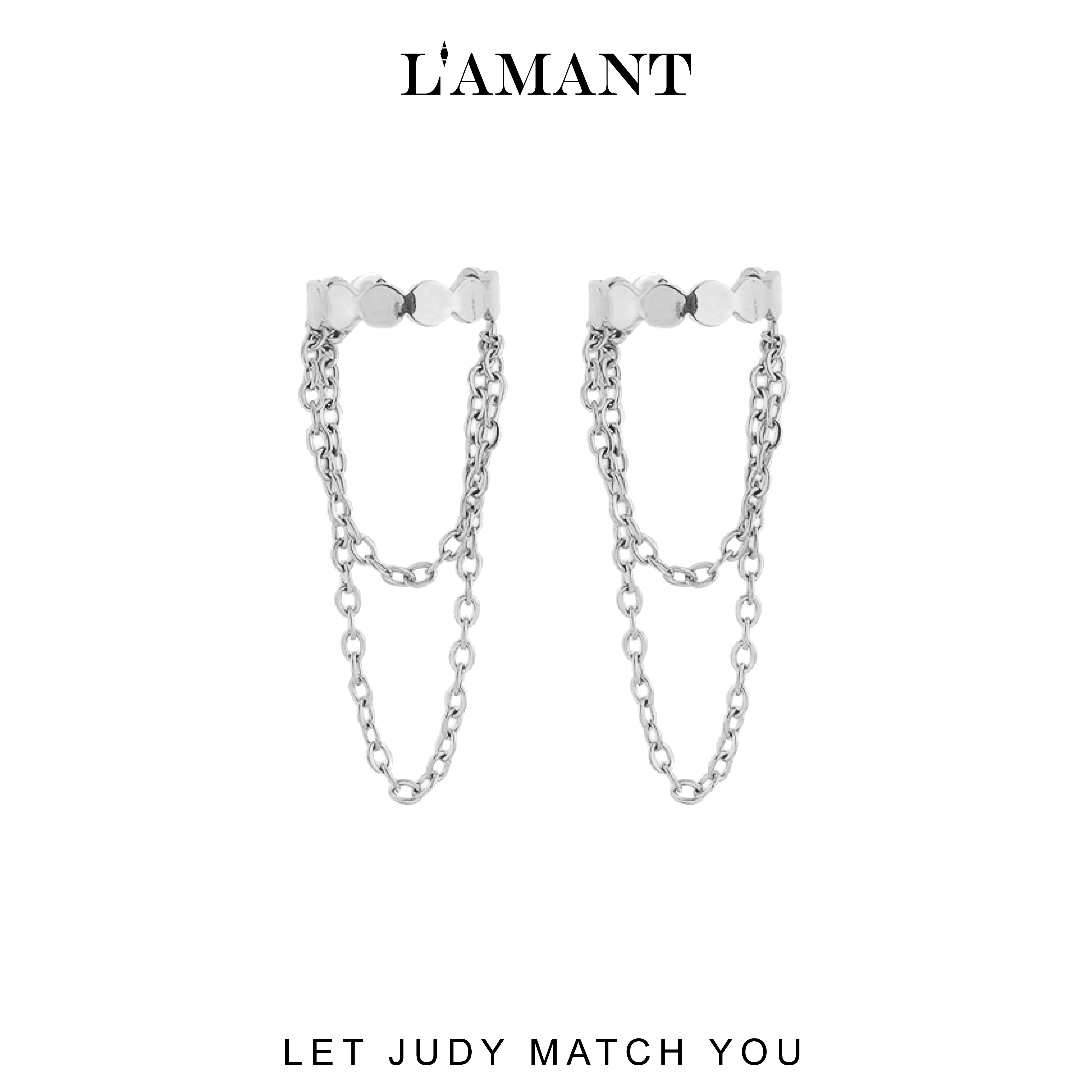 Judy Double Chain Ear Cuffs - Silver