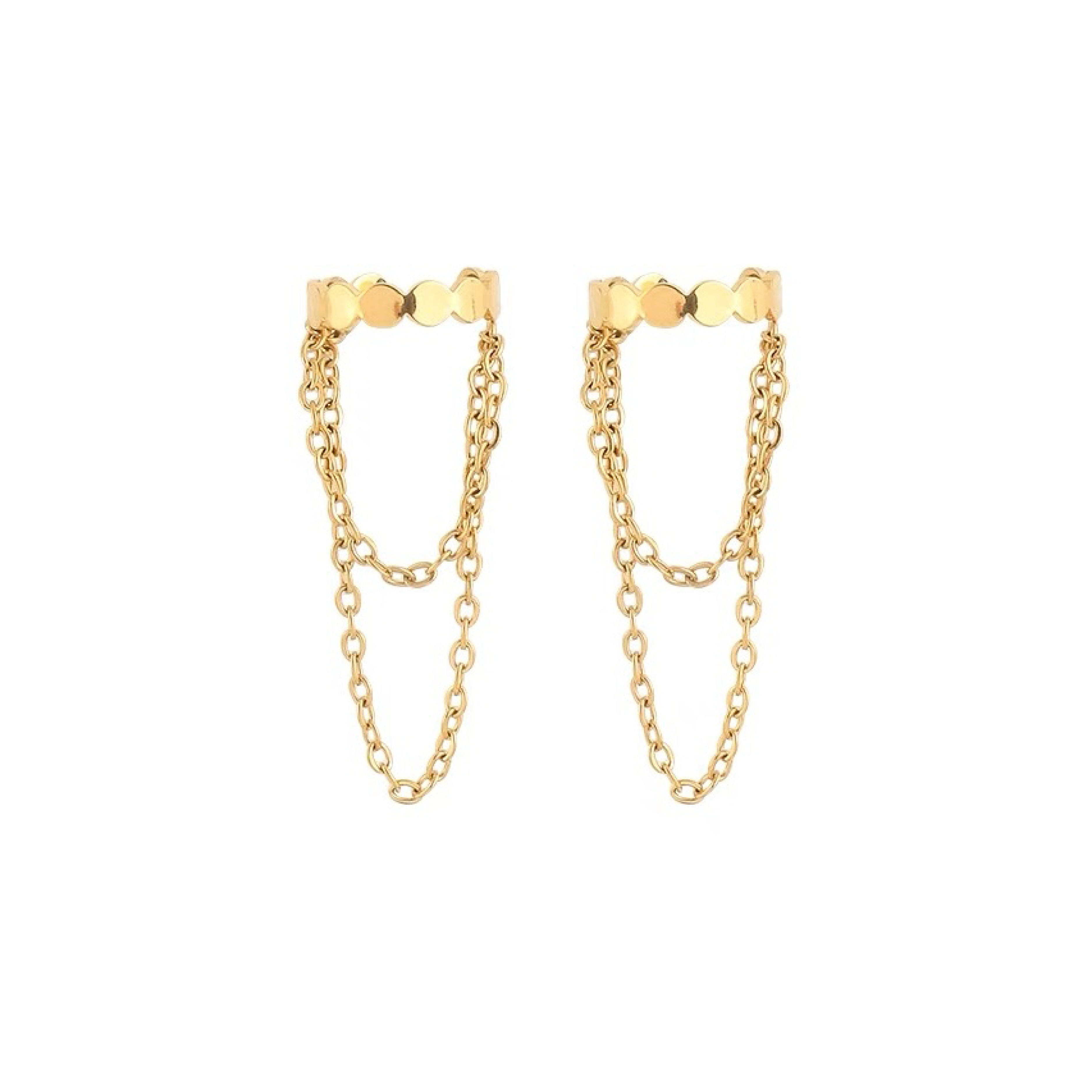 Judy Double Chain Ear Cuffs - Gold