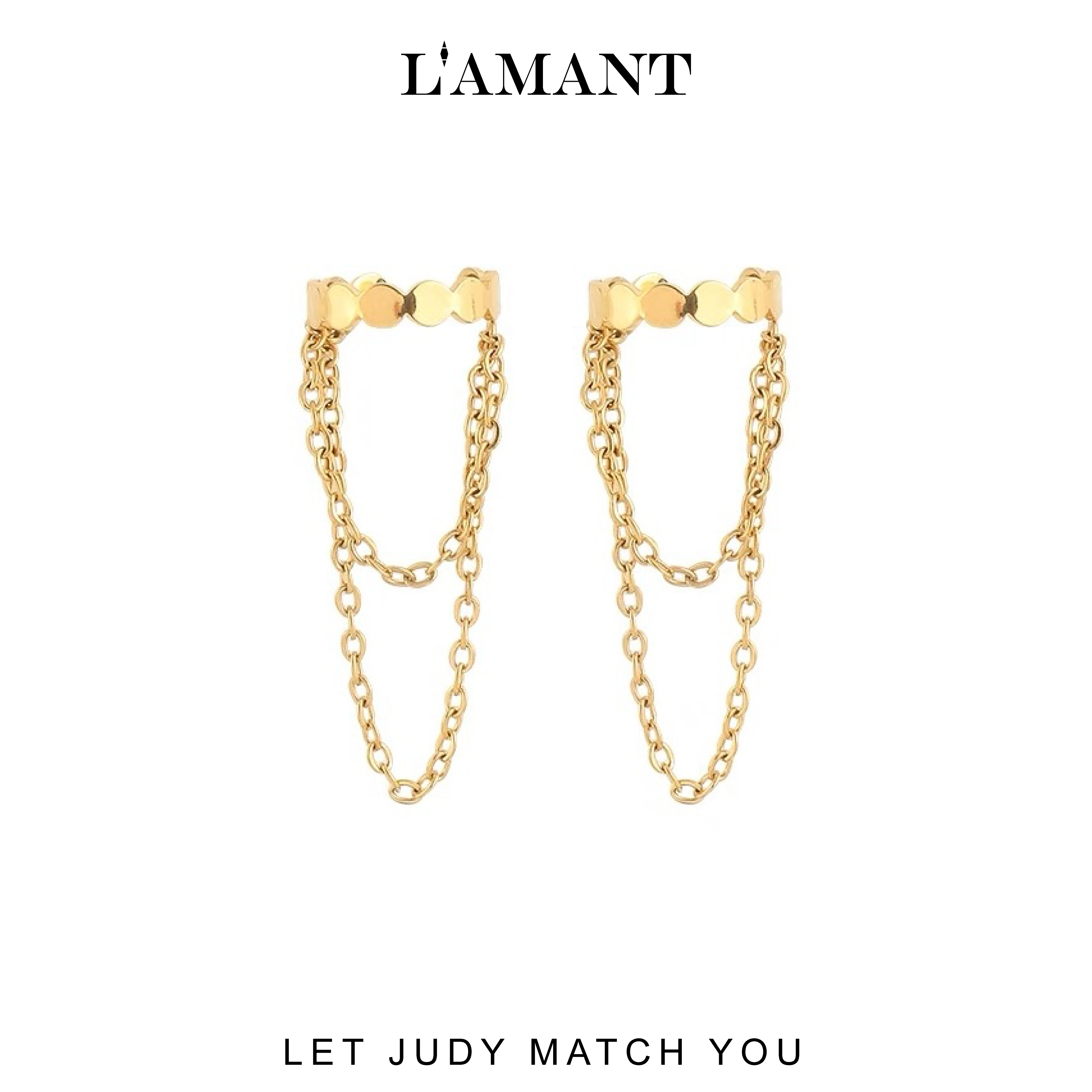 Judy Double Chain Ear Cuffs - Gold